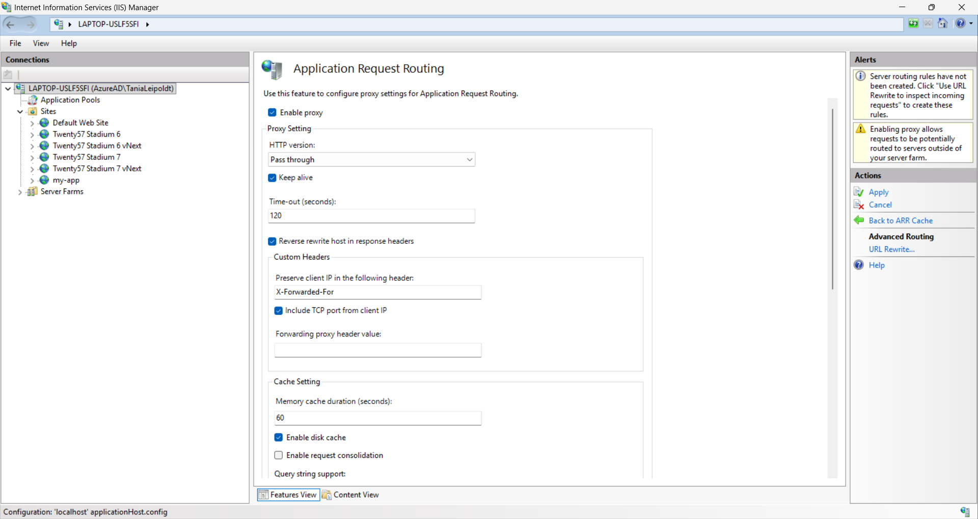 Server Proxy Settings with Enable proxy ticked